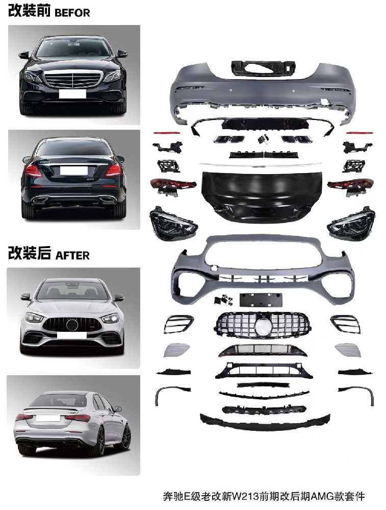 Mercedes-Benz E-Class old model converted to new W213 early model upgraded to later AMG style kit